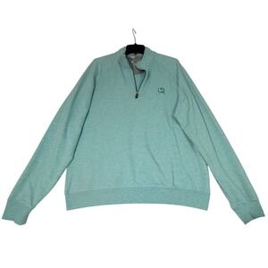 F&G Tech Mens‎ Quarter Zip Pullover Sweatshirt Light Blue Heathered  M Logo